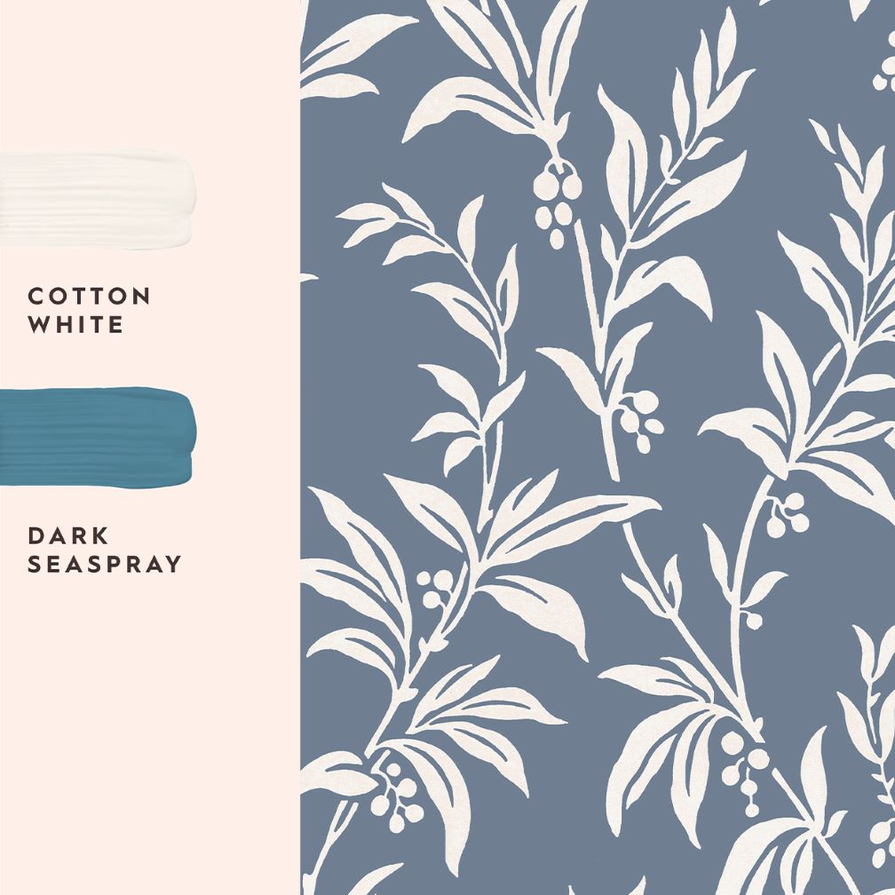 Laura Ashley Paxford Leaves Dark Seaspray Wallpaper