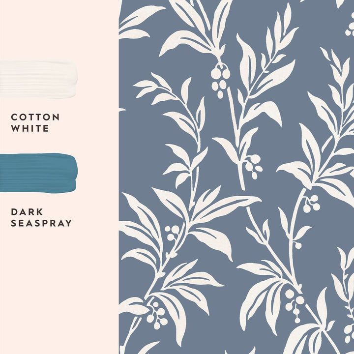 Laura Ashley Paxford Leaves Dark Seaspray Wallpaper
