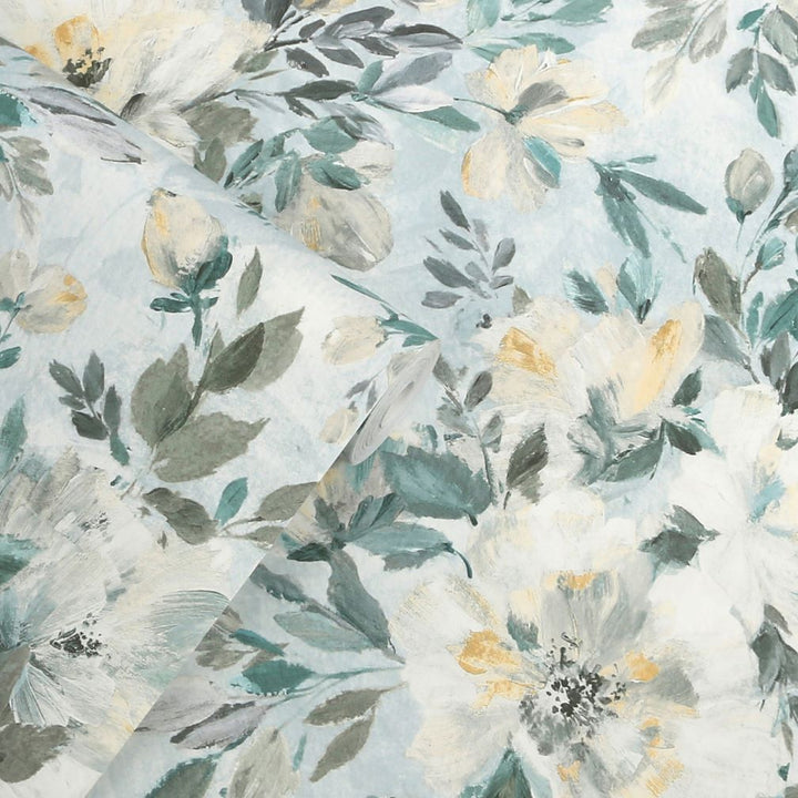 Laura Ashley Elowen Peony Pale Teal Wallpaper
