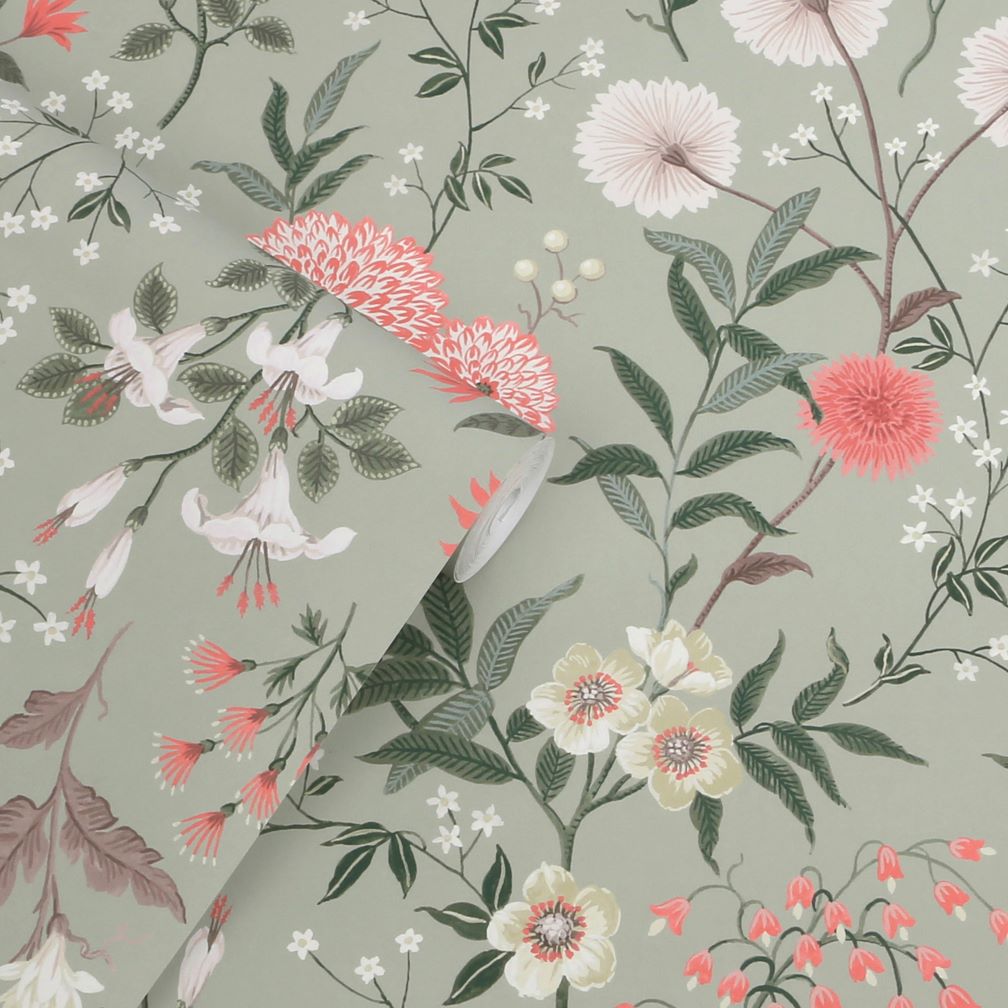Laura Ashley Otterham Garden Pistachio Wallpaper