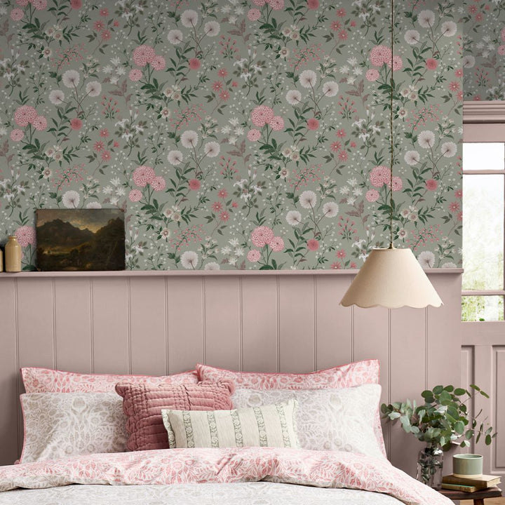 Laura Ashley Otterham Garden Pistachio Wallpaper