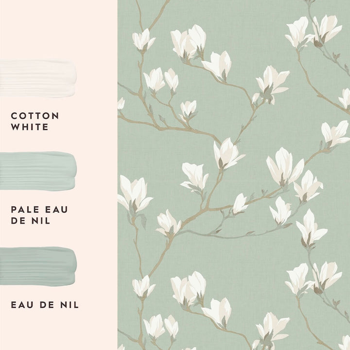 Laura Ashley Magnolia Grove Pale Eau de Nil Wallpaper
