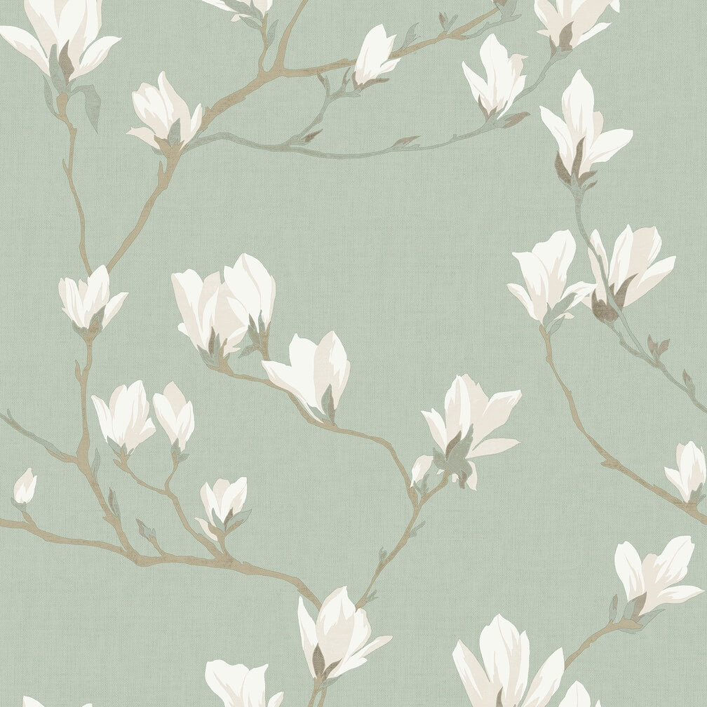 Laura Ashley Magnolia Grove Pale Eau de Nil Wallpaper