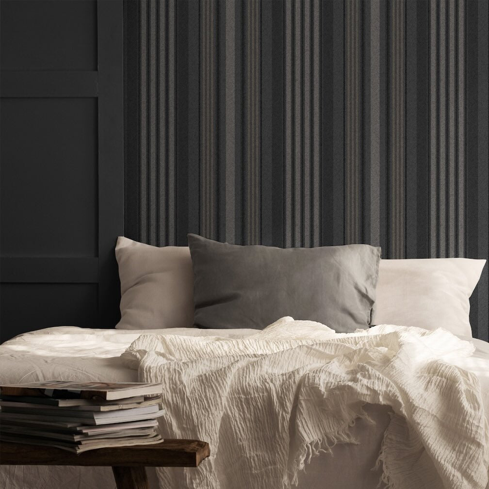 Superfresco Easy Loom Stripe Charcoal Wallpaper