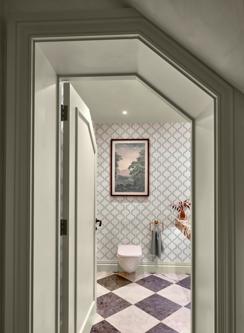 Graham & Brown Laurel Leaf Trellis Mist Wallpaper