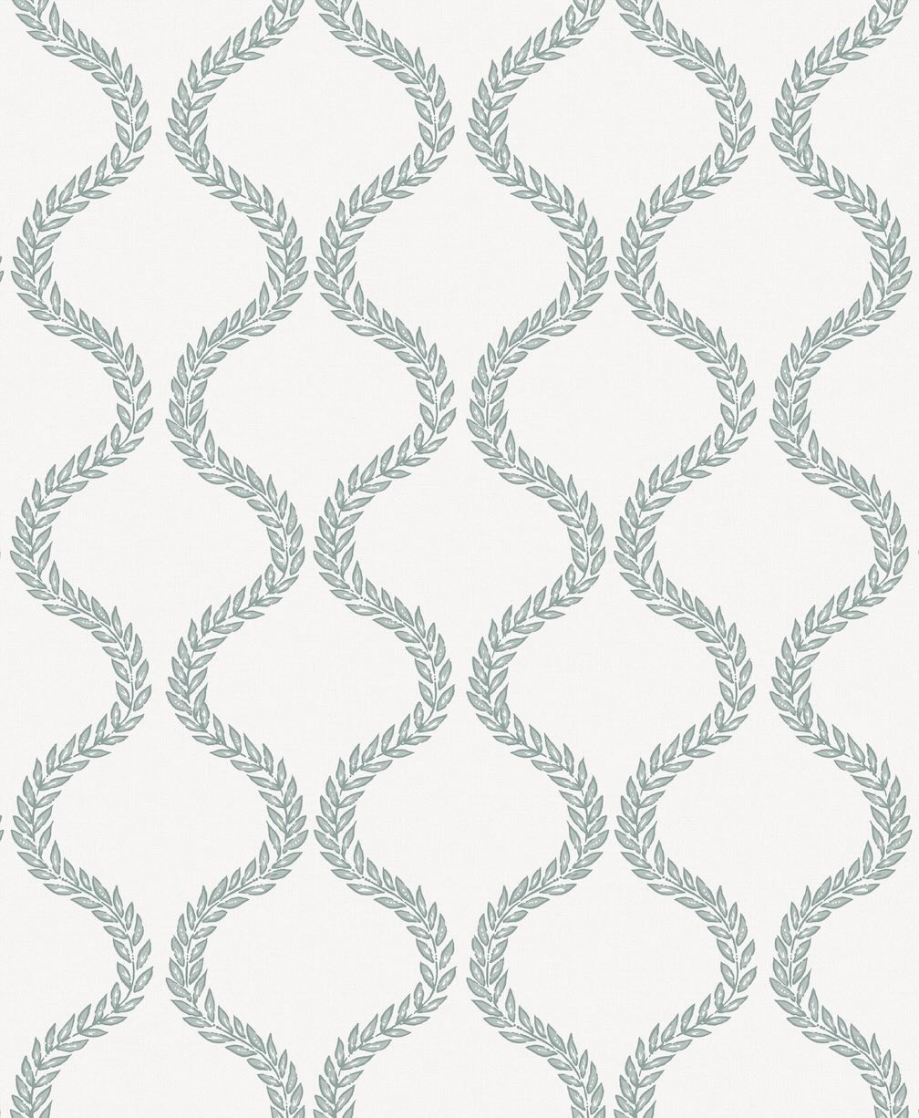 Graham & Brown Laurel Leaf Trellis Mist Wallpaper