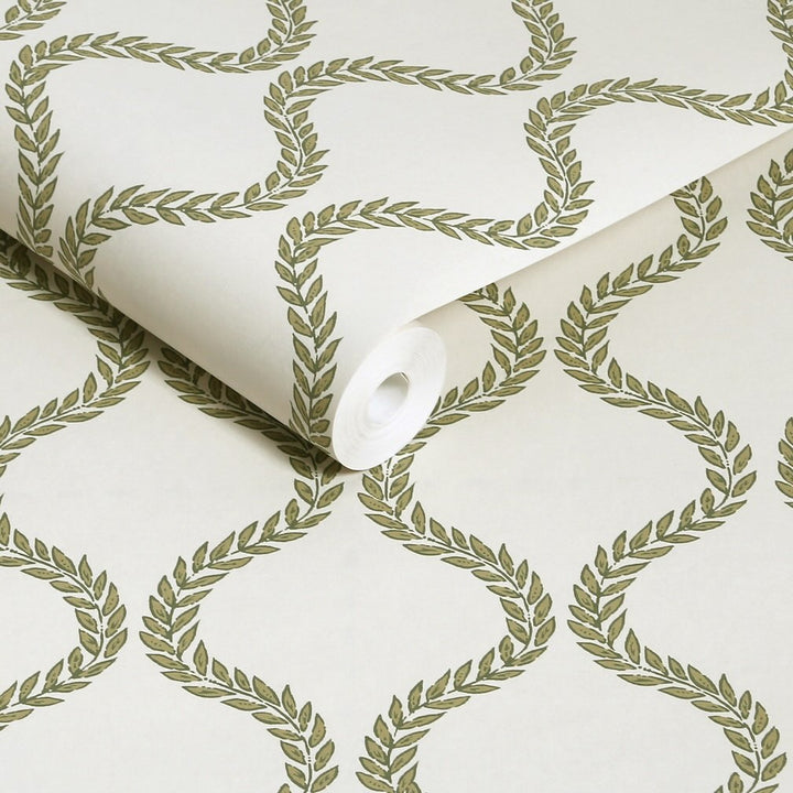 Graham & Brown Laurel Leaf Trellis Willow Wallpaper