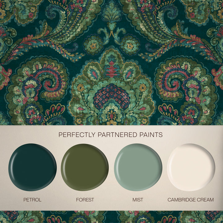 Graham & Brown Paisley Tapestry Teal Wallpaper
