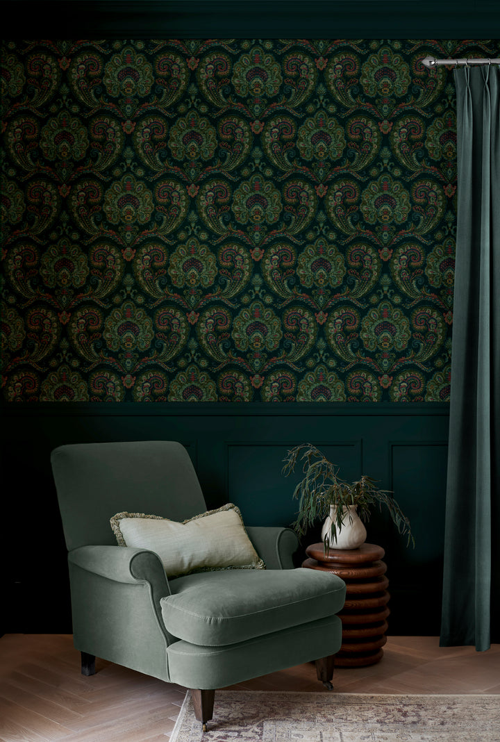 Graham & Brown Paisley Tapestry Teal Wallpaper