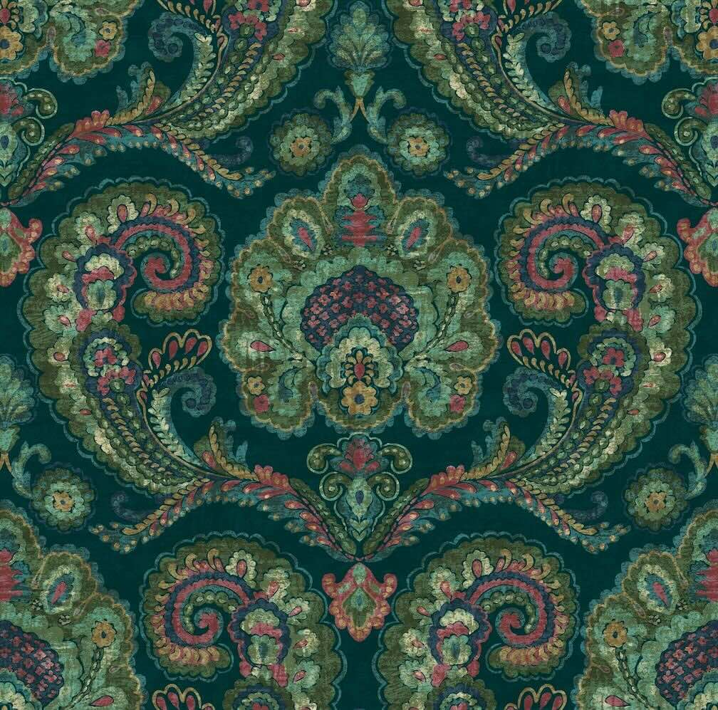 Graham & Brown Paisley Tapestry Teal Wallpaper