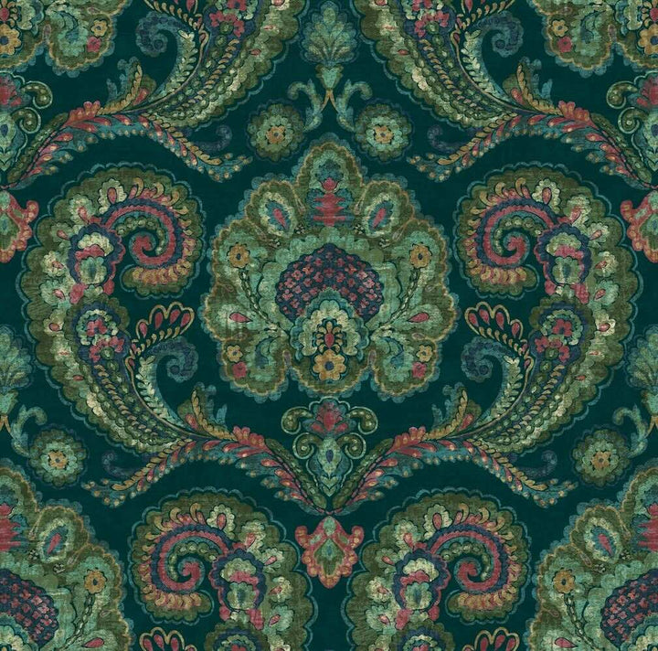 Graham & Brown Paisley Tapestry Teal Wallpaper