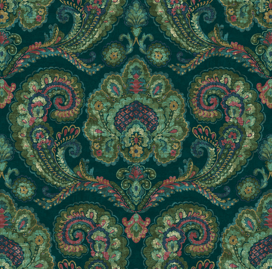 Graham & Brown Paisley Tapestry Teal Wallpaper