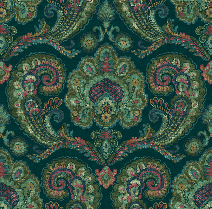 Graham & Brown Paisley Tapestry Teal Wallpaper
