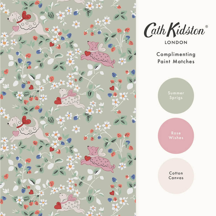 Cath Kidston Puppy Dream Floral Sage Wallpaper