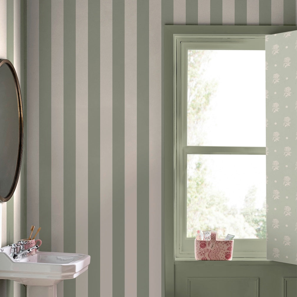 Cath Kidston Canopy Stripe Sage Wallpaper