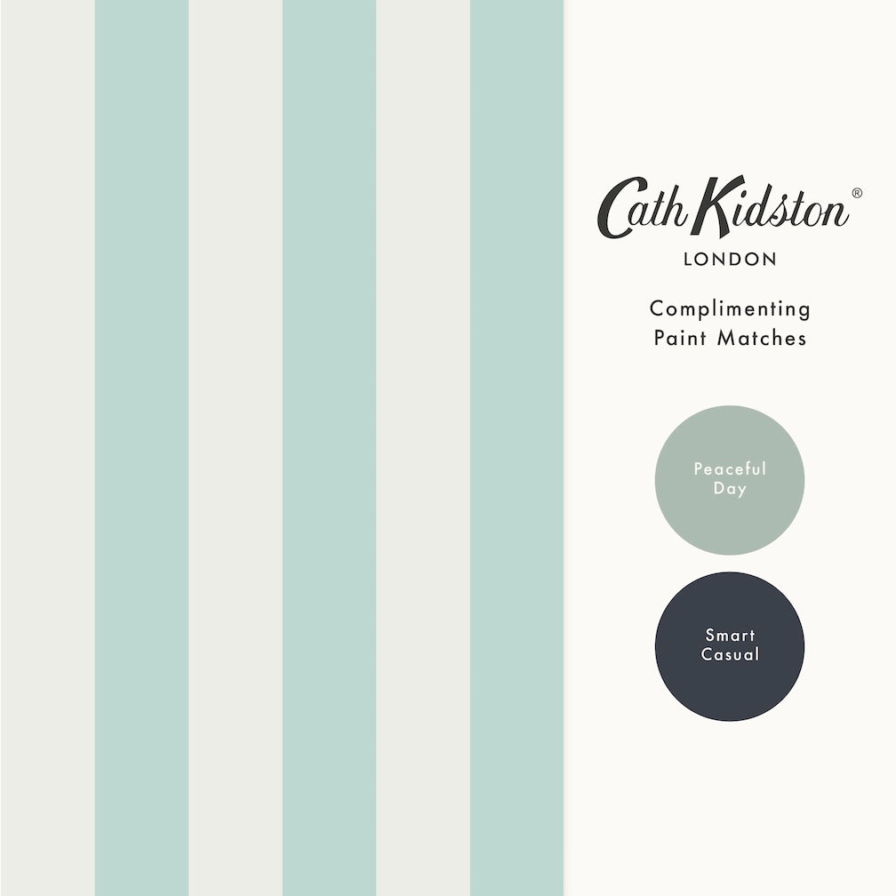 Cath Kidston Canopy Stripe Blue and Cream Wallpaper