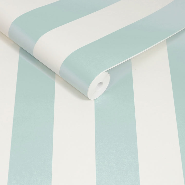 Cath Kidston Canopy Stripe Blue and Cream Wallpaper