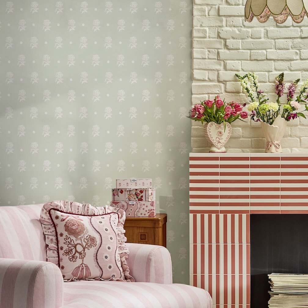 Cath Kidston Spitalfield Bunches Sage Wallpaper