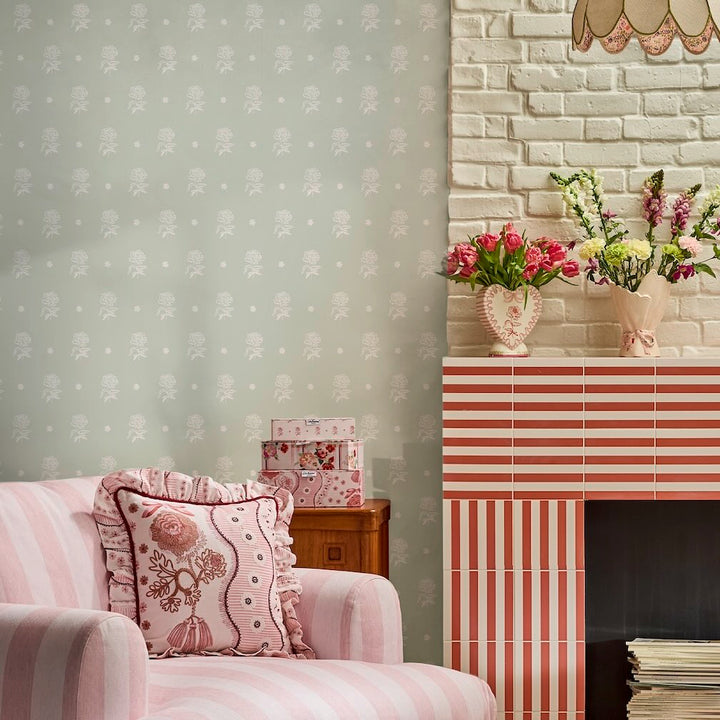Cath Kidston Spitalfield Bunches Sage Wallpaper