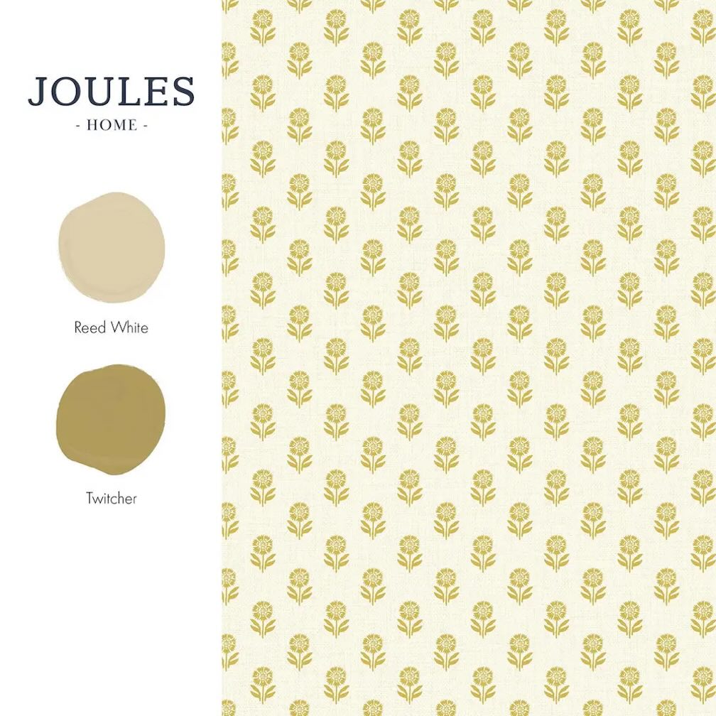 Joules Woodblock Floral Cream & Yellow Wallpaper