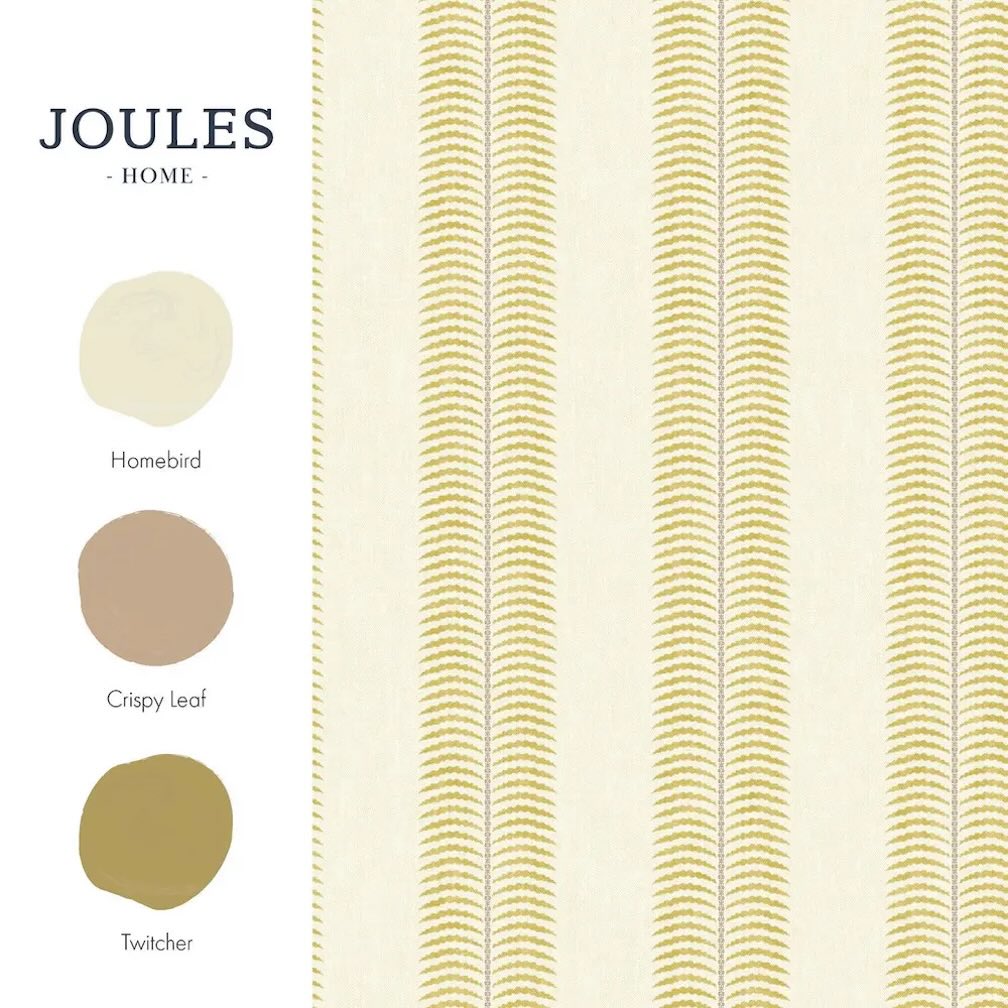 Joules Palm Leaf Stripe Cream & Yellow Wallpaper