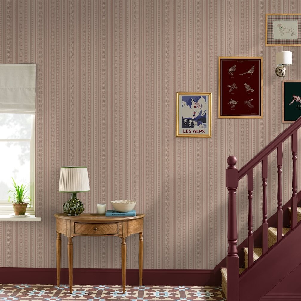 Joules Decorative Stripe Pink Wallpaper