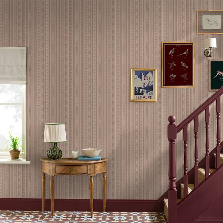 Joules Decorative Stripe Pink Wallpaper