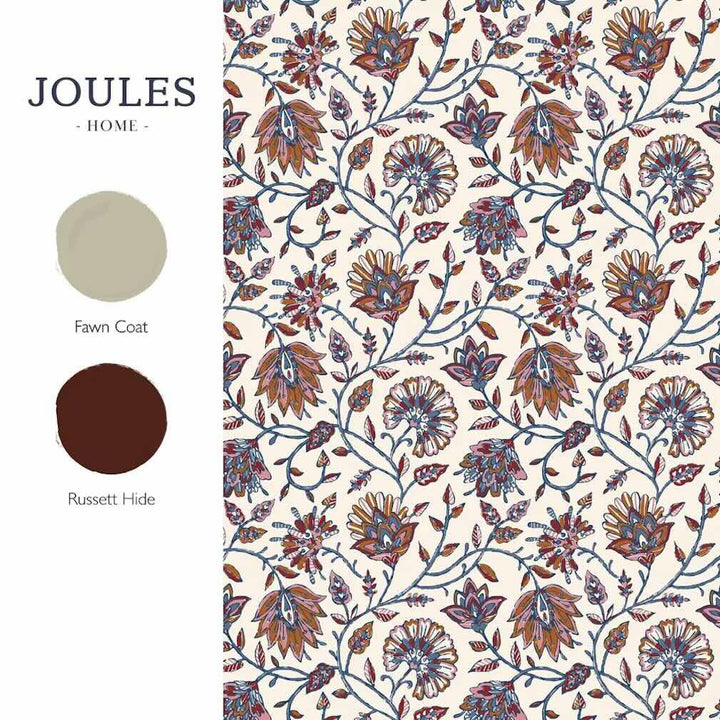 Joules Trailing Indienne Floral Blue & Orange Wallpaper