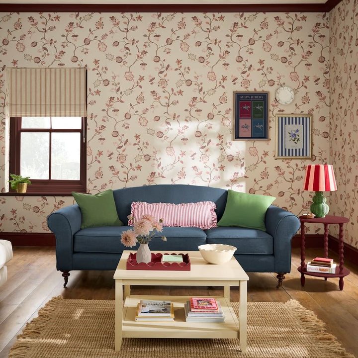 Joules Tree Of Life Floral Red & Pink Wallpaper