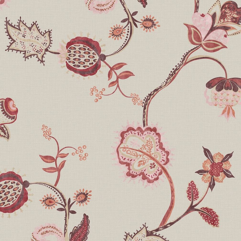 Joules Tree Of Life Floral Red & Pink Wallpaper