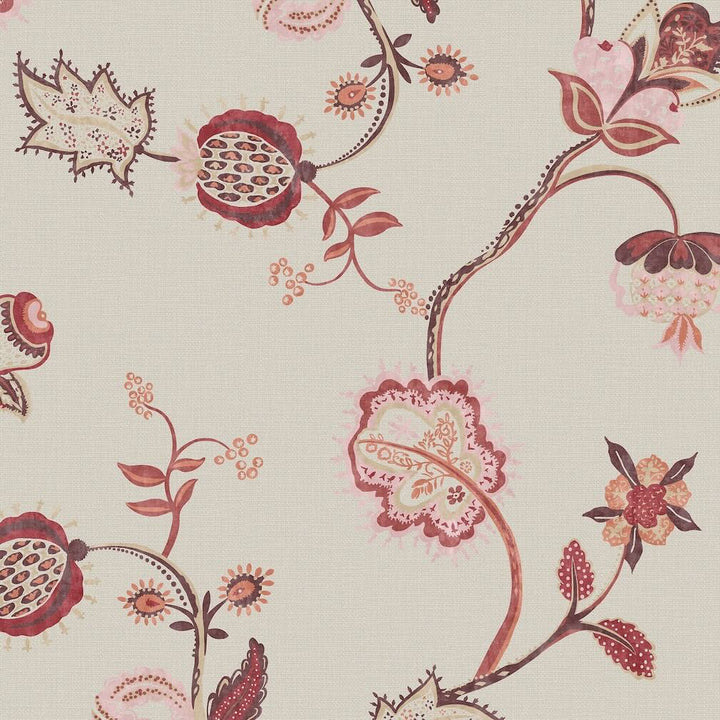 Joules Tree Of Life Floral Red & Pink Wallpaper