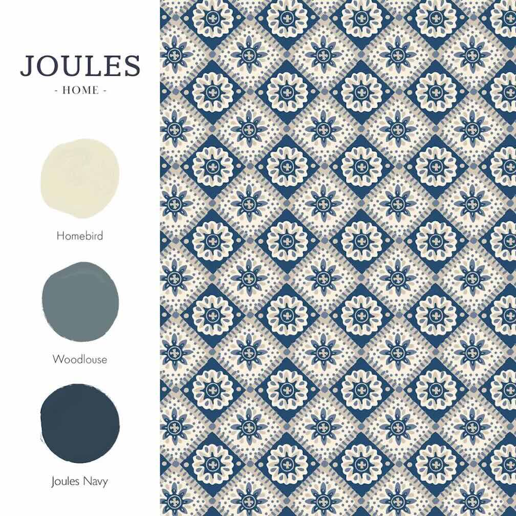 Joules Meadow Geo Navy & Cream Wallpaper