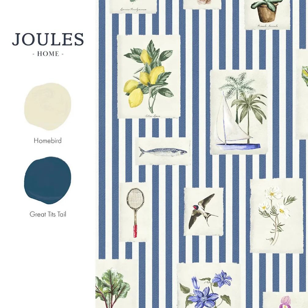 Joules Gallery Wall Stripe Blue Wallpaper