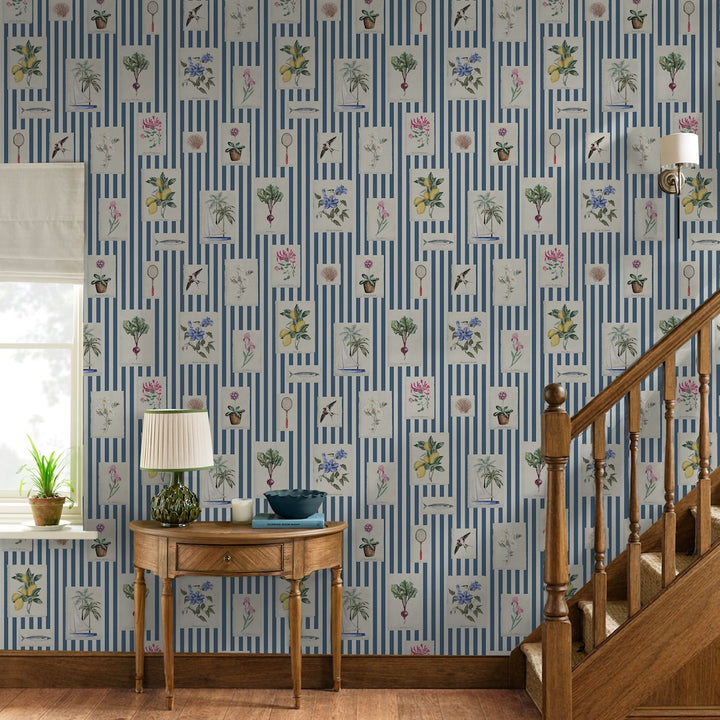 Joules Gallery Wall Stripe Blue Wallpaper