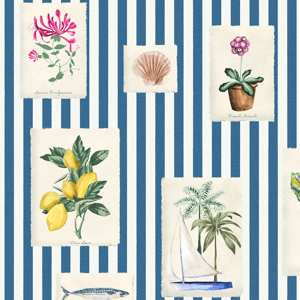 Joules Gallery Wall Stripe Blue Wallpaper