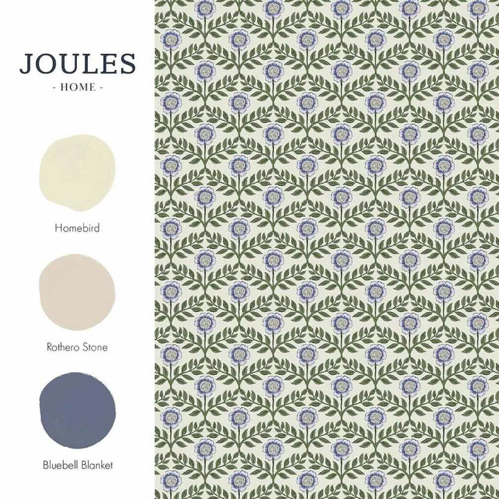 Joules Stately Floral Green & Blue Wallpaper