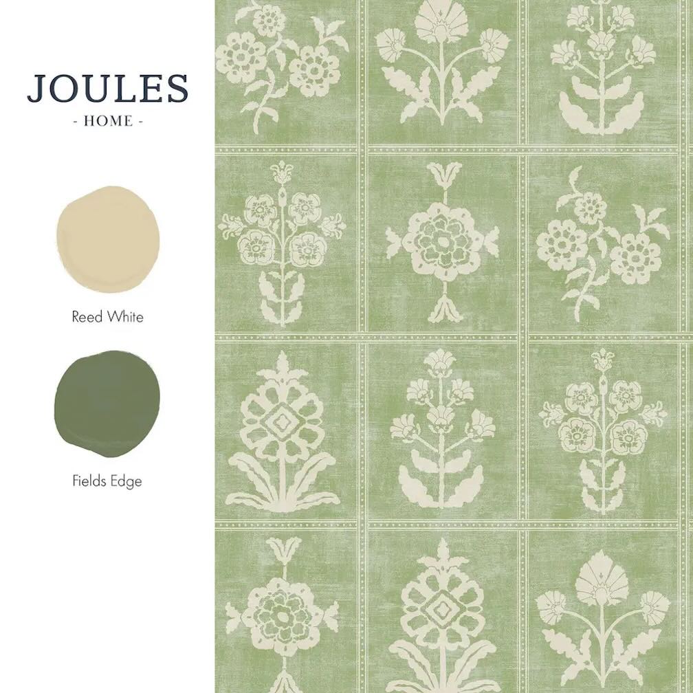 Joules Garden Floral Grid Pistachio Green Wallpaper