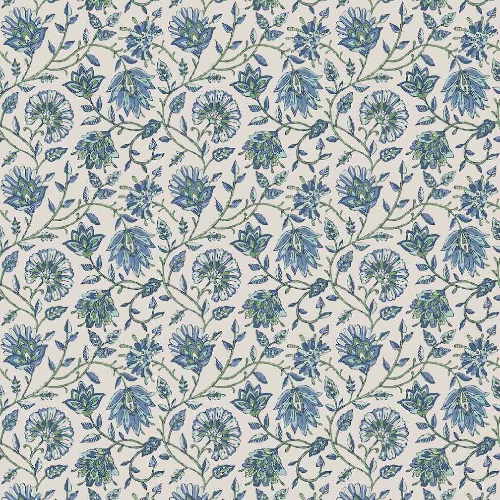Joules Trailing Indienne Floral Blue & Green Wallpaper