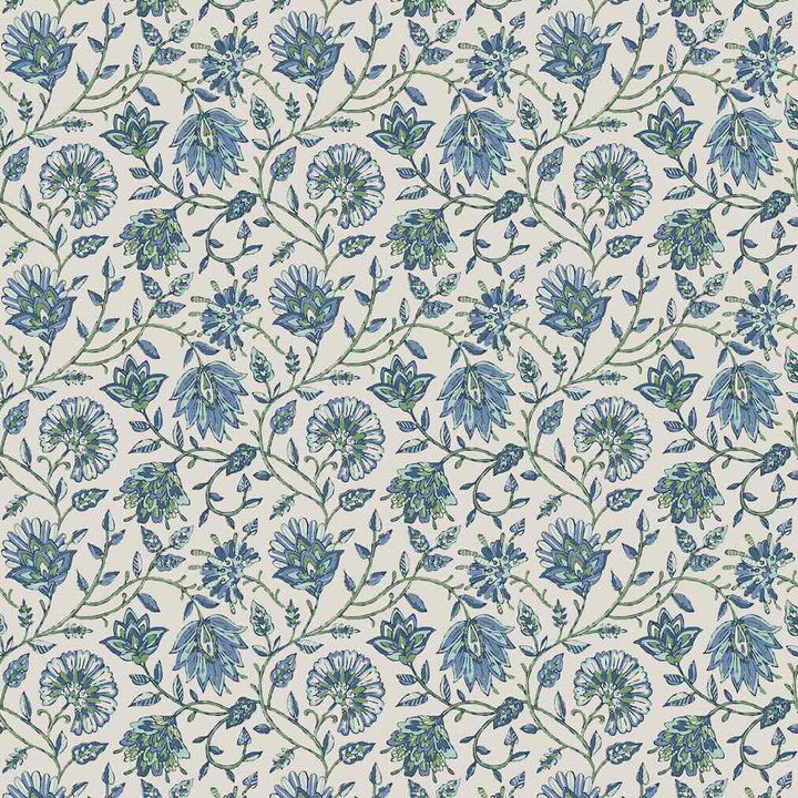 Joules Trailing Indienne Floral Blue & Green Wallpaper