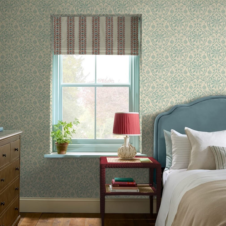 Joules Indienne Palm Cream & Duck Egg Blue Wallpaper