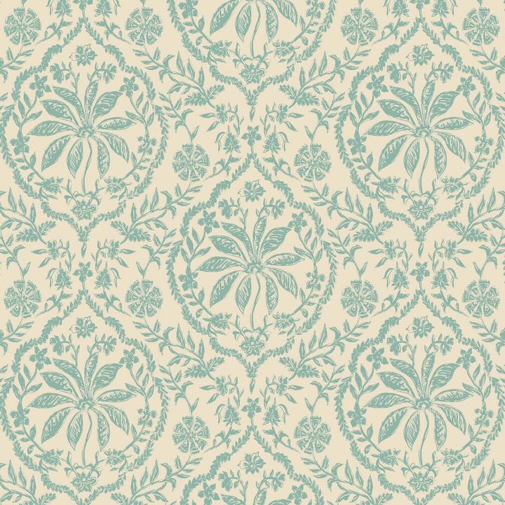 Joules Indienne Palm Cream & Duck Egg Blue Wallpaper