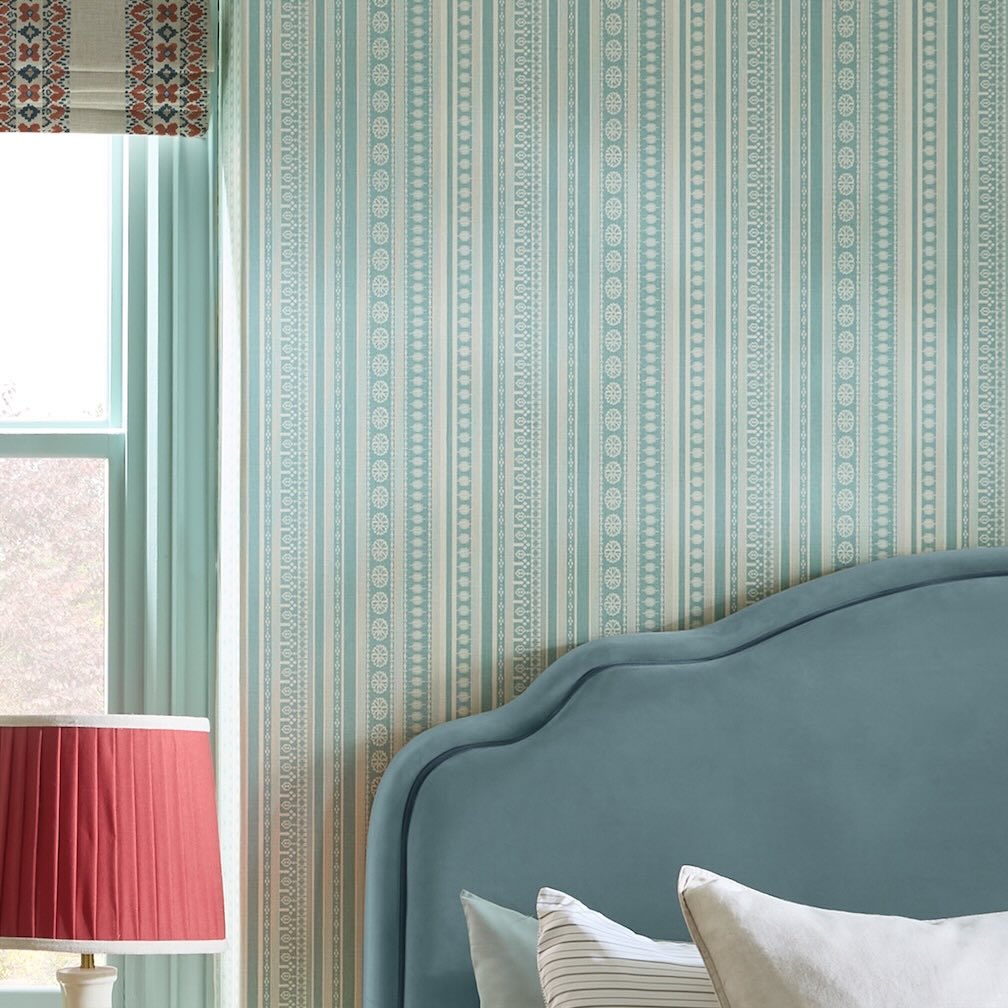 Joules Decorative Stripe Duck Egg Blue & Cream Wallpaper