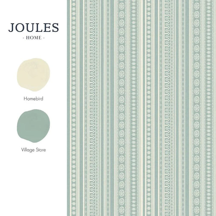 Joules Decorative Stripe Duck Egg Blue & Cream Wallpaper