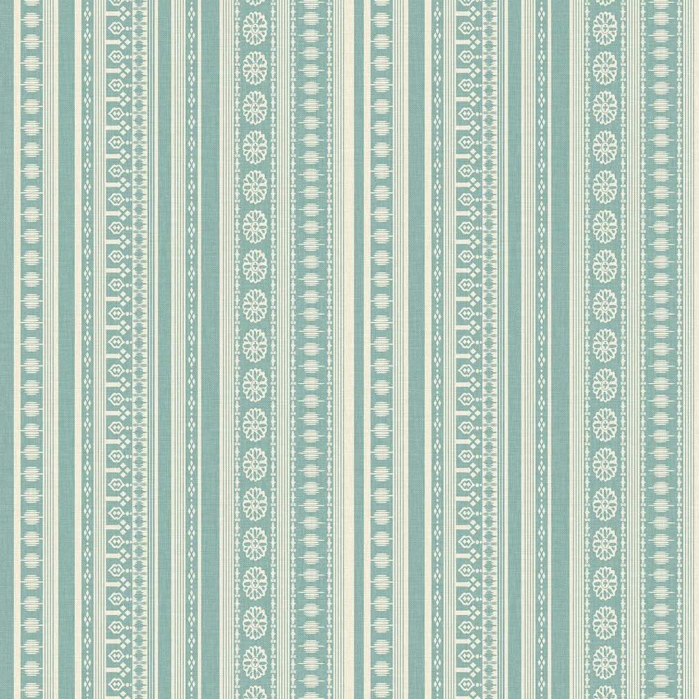 Joules Decorative Stripe Duck Egg Blue & Cream Wallpaper