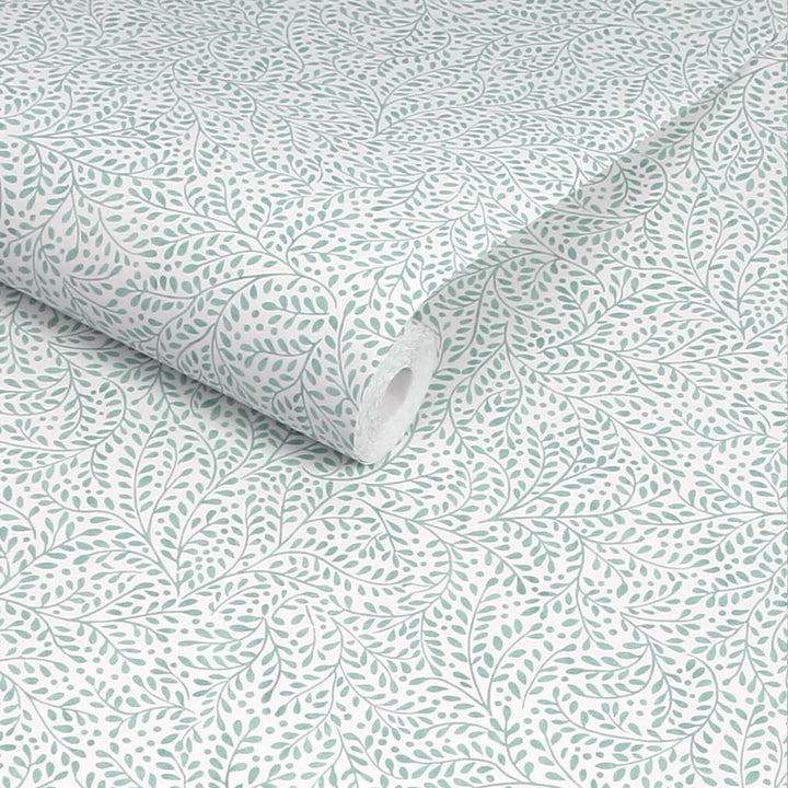 Joules Willow Leaf Duck Egg Blue Wallpaper