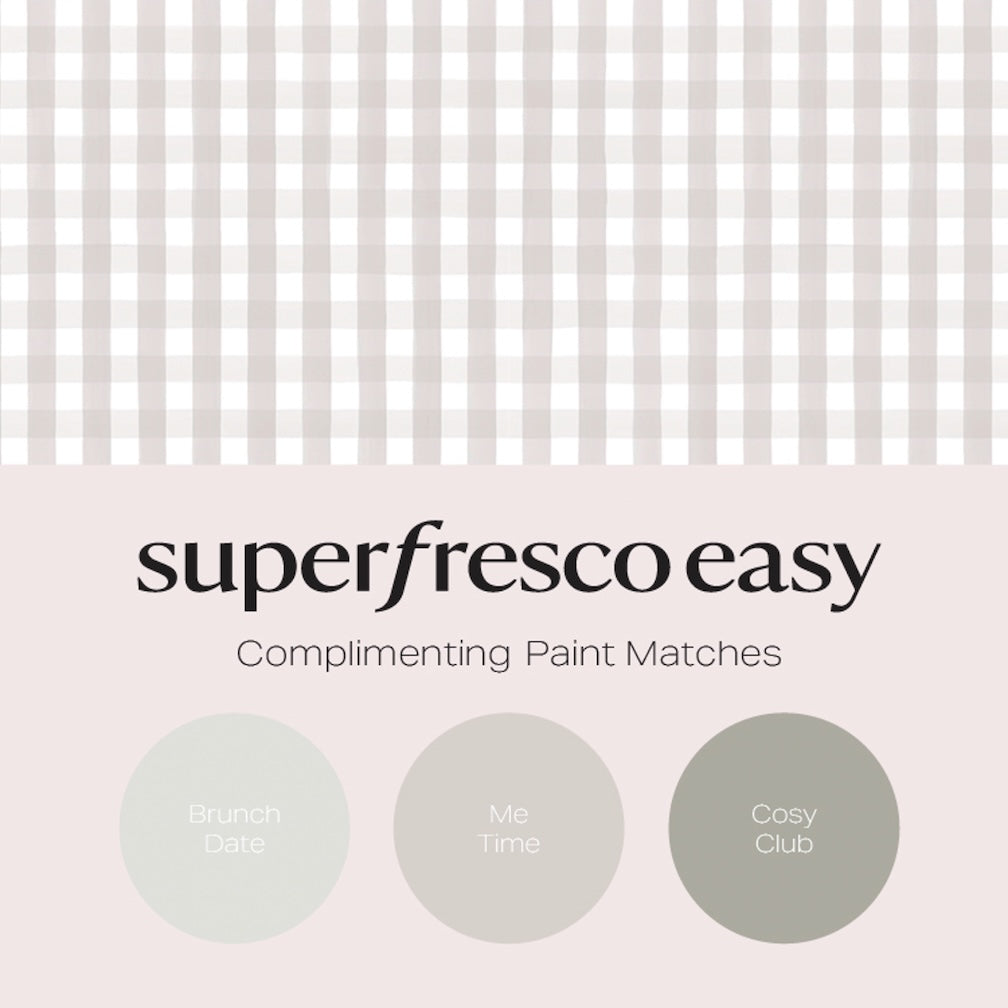 Superfresco Easy Hattie Gingham Stone Wallpaper