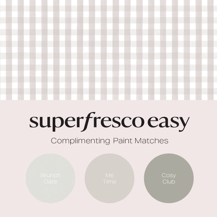 Superfresco Easy Hattie Gingham Stone Wallpaper