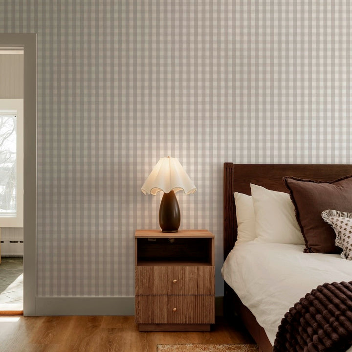 Superfresco Easy Hattie Gingham Stone Wallpaper