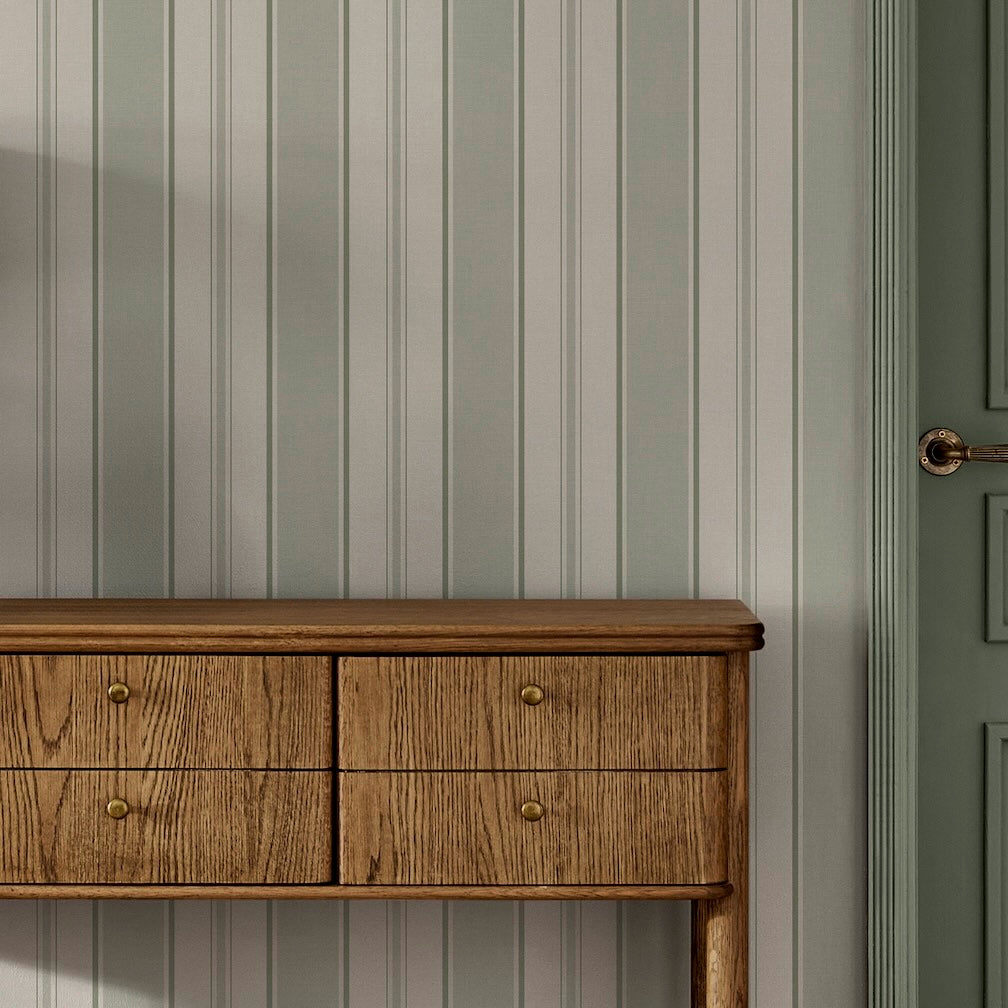 Next Sage Country Stripe Wallpaper