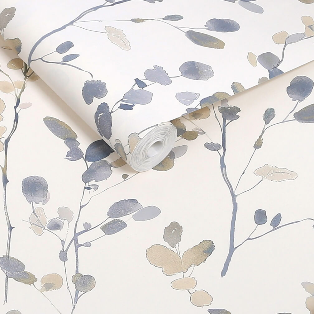 Next Natural Blue Honesty Leaf Wallpaper